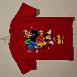 Disney Red Kids Short sleeve graphic Tee Dated 2012 Mickey Pluto Goofy Donald Lg